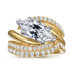 Sale Gabriel & Co. Slate - 14K White-Yellow Gold Bypass Marquise Shape Diamond Engagement Ring