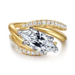 Sale Gabriel & Co. Slate - 14K White-Yellow Gold Bypass Marquise Shape Diamond Engagement Ring