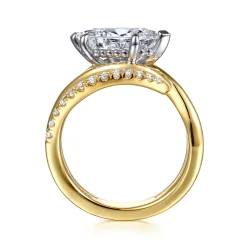 Sale Gabriel & Co. Slate - 14K White-Yellow Gold Bypass Marquise Shape Diamond Engagement Ring