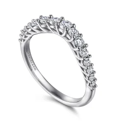 Online Gabriel & Co. Soire - Curved 14K White Gold Shared Prong Diamond Wedding Band - 0.5 ct