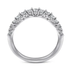 Online Gabriel & Co. Soire - Curved 14K White Gold Shared Prong Diamond Wedding Band - 0.5 ct