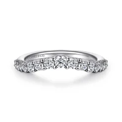 Gabriel & Co. Soire - Curved Platinum Shared Prong Diamond Wedding Band - 0.5 ct