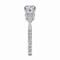 Online Gabriel & Co. Solene - Vintage Inspired 14K White Gold Round Diamond Engagement Ring