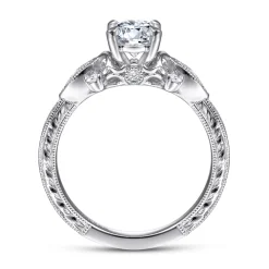 Online Gabriel & Co. Solene - Vintage Inspired 14K White Gold Round Diamond Engagement Ring