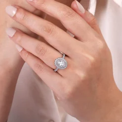 Gabriel & Co. Sonay - 14K White Gold Oval Double Halo Diamond Engagement Ring