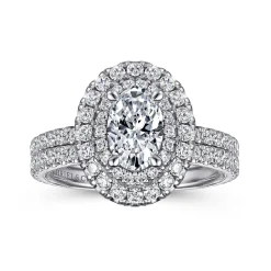 Gabriel & Co. Sonay - 14K White Gold Oval Double Halo Diamond Engagement Ring