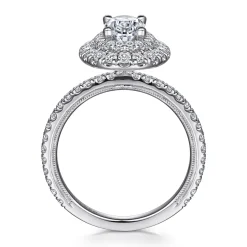Gabriel & Co. Sonay - 14K White Gold Oval Double Halo Diamond Engagement Ring