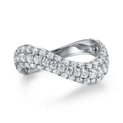 Online Gabriel & Co. Soraya - 14K White Gold Diamond Wave Stackable Ring