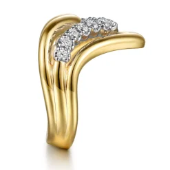 Discount Gabriel & Co. Soraya - 14K White Yellow Gold Diamond Chevron Ring