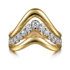 Discount Gabriel & Co. Soraya - 14K White Yellow Gold Diamond Chevron Ring