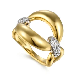 Discount Gabriel & Co. Soraya - 14K White Yellow Gold Diamond Link Chain Ring