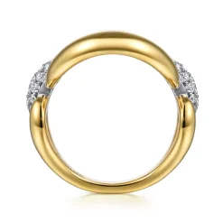 Discount Gabriel & Co. Soraya - 14K White Yellow Gold Diamond Link Chain Ring