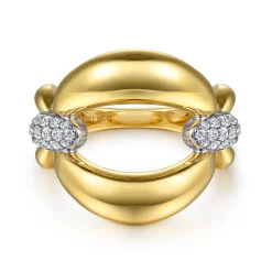 Discount Gabriel & Co. Soraya - 14K White Yellow Gold Diamond Link Chain Ring