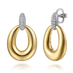 Clearance Gabriel & Co. Soraya - 14K White Yellow Gold Diamond Stud Drop Earrings