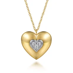 Online Gabriel & Co. Soraya - 14K White Yellow Gold Pave Diamond Heart Pendant Necklace
