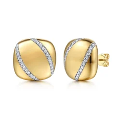 Sale Gabriel & Co. Soraya - 14K Yellow Gold Diamond Button Stud Earrings