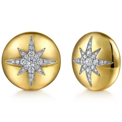 Discount Gabriel & Co. Soraya - 14K Yellow Gold Diamond Starburst Stud Earrings