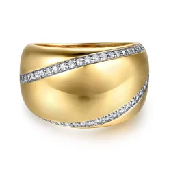 Clearance Gabriel & Co. Soraya - 14K Yellow Gold Diamond Wide Band Ring