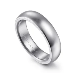 Outlet Gabriel & Co. Soren - 14K White Gold 6mm Mens Wedding Band in Sand Blast Finish