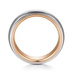 Sale Gabriel & Co. Soren - 14K White-Rose Gold 6mm - Two Tone Men's Wedding Band in Sand Blast Finish