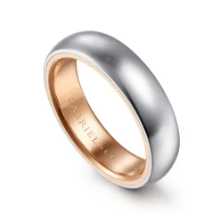 Sale Gabriel & Co. Soren - 14K White-Rose Gold 6mm - Two Tone Men's Wedding Band in Sand Blast Finish
