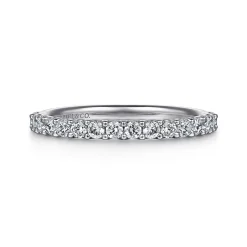 Clearance Gabriel & Co. Sorrento - 14K White Gold Shared Prong Set Diamond Wedding Band - 0.5 ct