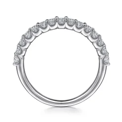 Clearance Gabriel & Co. Sorrento - 14K White Gold Shared Prong Set Diamond Wedding Band - 0.5 ct