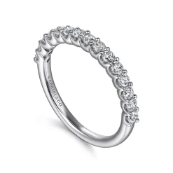 Clearance Gabriel & Co. Sorrento - 14K White Gold Shared Prong Set Diamond Wedding Band - 0.5 ct