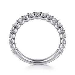 Gabriel & Co. Sorrento - 14K White Gold Shared Prong Set Diamond Wedding Band - 0.75 ct