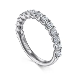 Clearance Gabriel & Co. Sorrento - 14K White Gold Shared Prong Set Diamond Wedding Band - 1 ct