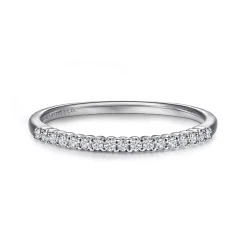 Outlet Gabriel & Co. Sorrento - 14K White Gold Shared Prong Set Diamond Wedding Band - 0.1 ct