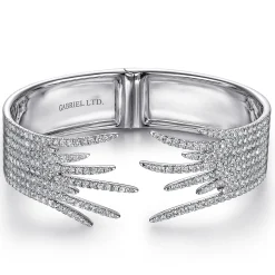 Hot Gabriel & Co. Split 18K White Gold Fan Diamond Bangle