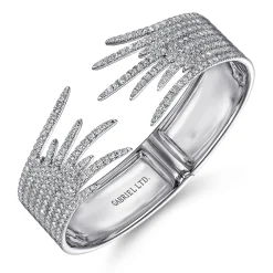 Hot Gabriel & Co. Split 18K White Gold Fan Diamond Bangle