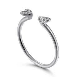 Gabriel & Co. Split 14K White Gold Pave Diamond Heart Ring