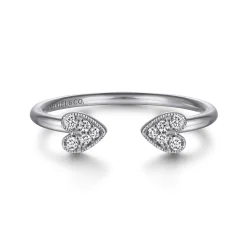 Gabriel & Co. Split 14K White Gold Pave Diamond Heart Ring