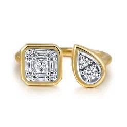 New Gabriel & Co. Stackable Open Ring 14K White and Yellow Gold Diamond 0.4ct