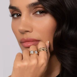 New Gabriel & Co. Stackable Open Ring 14K White and Yellow Gold Diamond 0.4ct