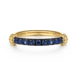 New Gabriel & Co. Stackable Ring 14K Yellow Gold Blue Sapphire Bujukan