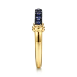 New Gabriel & Co. Stackable Ring 14K Yellow Gold Blue Sapphire Bujukan