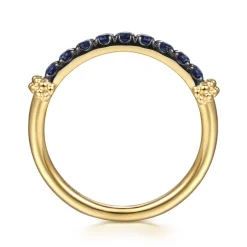 New Gabriel & Co. Stackable Ring 14K Yellow Gold Blue Sapphire Bujukan