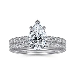 New Gabriel & Co. Stasia - 14K White Gold Pear Shape Diamond Engagement Ring