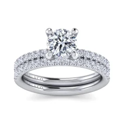 Hot Gabriel & Co. Stasia - 14K White Gold Round Cut Diamond Engagement Ring