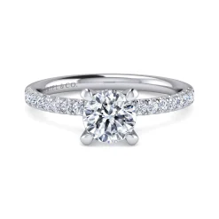 Hot Gabriel & Co. Stasia - 14K White Gold Round Cut Diamond Engagement Ring