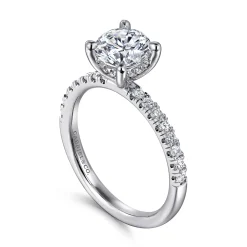 Hot Gabriel & Co. Stasia - 14K White Gold Round Cut Diamond Engagement Ring