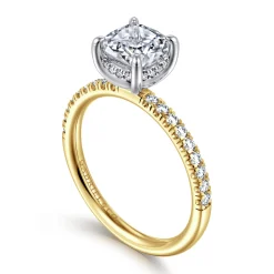 Hot Gabriel & Co. Stasia - 14K White-Yellow Gold Cushion Cut Diamond Engagement Ring
