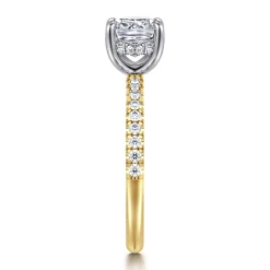 Hot Gabriel & Co. Stasia - 14K White-Yellow Gold Cushion Cut Diamond Engagement Ring
