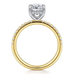 Hot Gabriel & Co. Stasia - 14K White-Yellow Gold Cushion Cut Diamond Engagement Ring