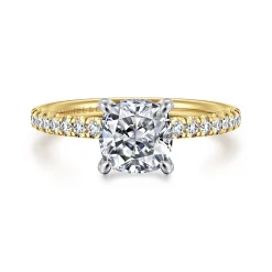 Hot Gabriel & Co. Stasia - 14K White-Yellow Gold Cushion Cut Diamond Engagement Ring