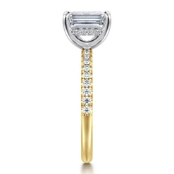Outlet Gabriel & Co. Stasia - 14K White-Yellow Gold Emerald Cut Diamond Engagement Ring