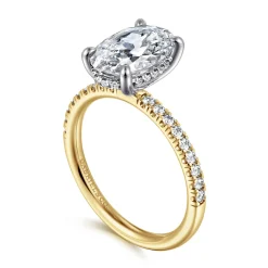 Outlet Gabriel & Co. Stasia - 14K White-Yellow Gold Oval Cut Diamond Engagement Ring